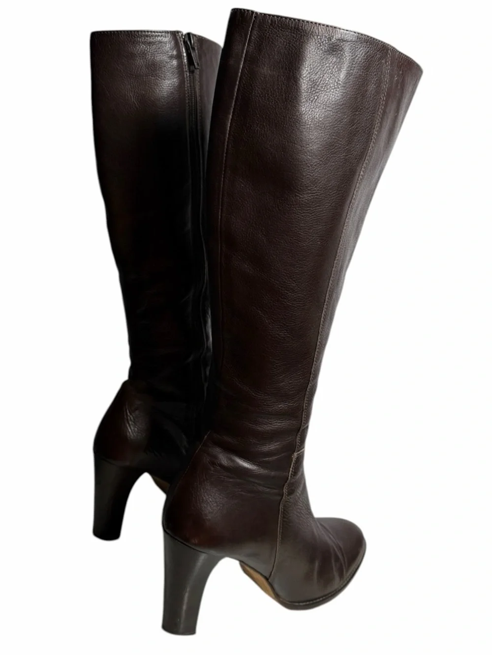 J. Crew Women’s Dark Brown Leather Knee-High Heeled Boots - Size 8 - Picture 6 of 14
